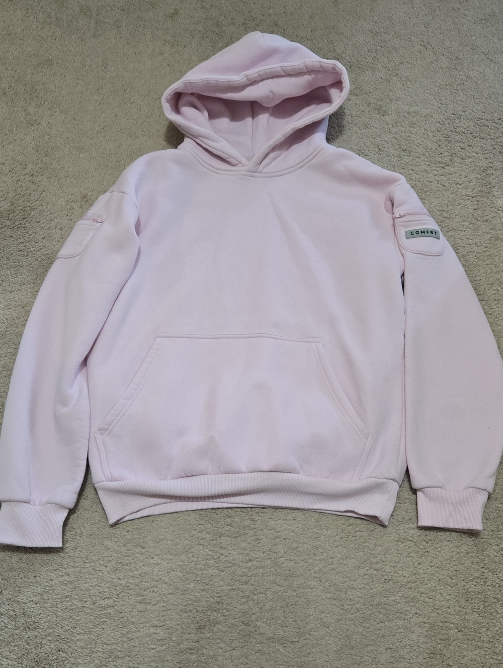 Comfrt Womens Or Men's Pale Pink Hoodie Sweatshirt